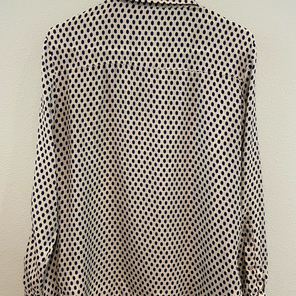 Women’s Zara Basic Button Down. Cream With Blue A… - image 2
